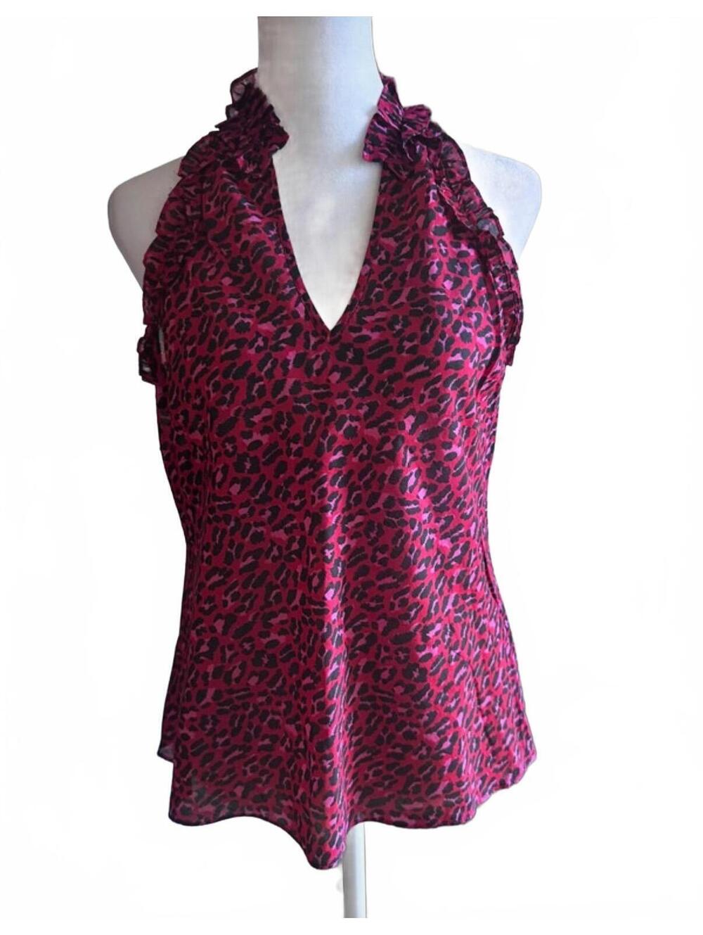 Express Women's Sleeveless Halter Top in Red and Black XS